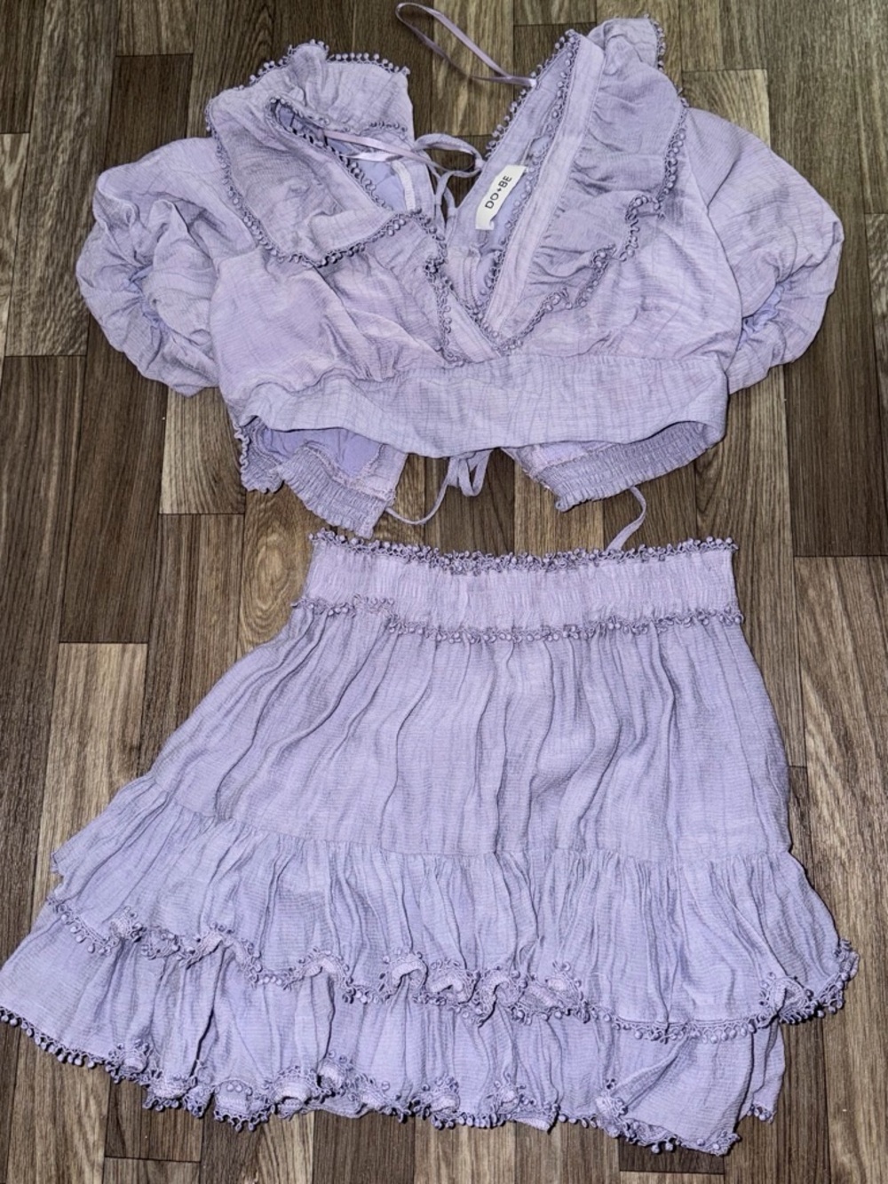 DO+BE Lilac Ruffle Tiered Mini Skirt